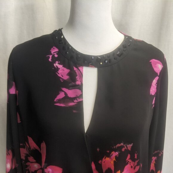 Vince Camuto Size XS Black Floral Tunic - Picture 2 of 16